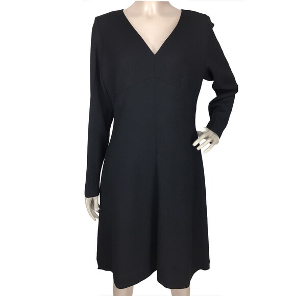 Vintage Yves Saint Laurent Black 100% Wool Darted Bust Sheath Dress Size 10 NWT - Picture 1 of 8